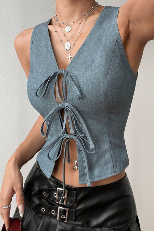 Kathiadress Lace-up slim-fit stylish top