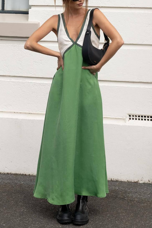 Kathiadress  Colorblock Cupro Swing Dress