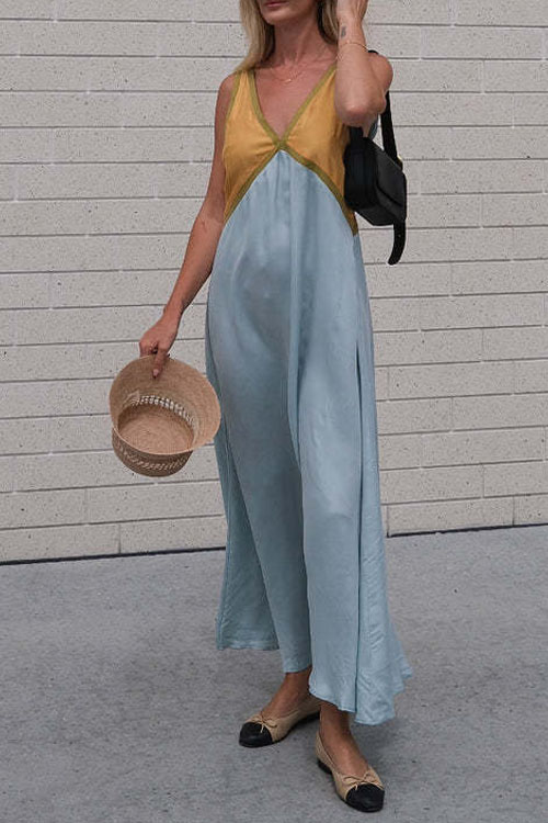 Kathiadress  Colorblock Cupro Swing Dress