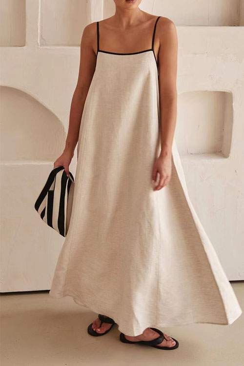 Kathiadress Fashionable contrast color sling dress