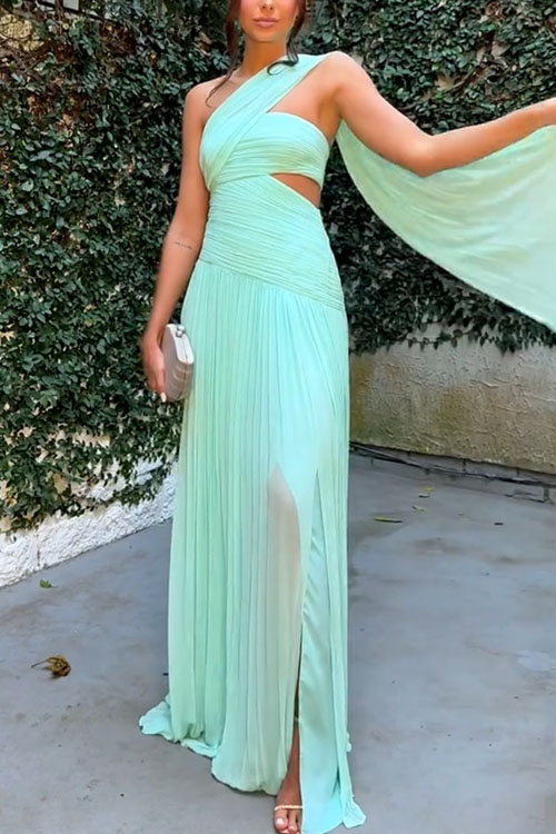 Kathiadress Strapless pleated ribbon slit slim dress