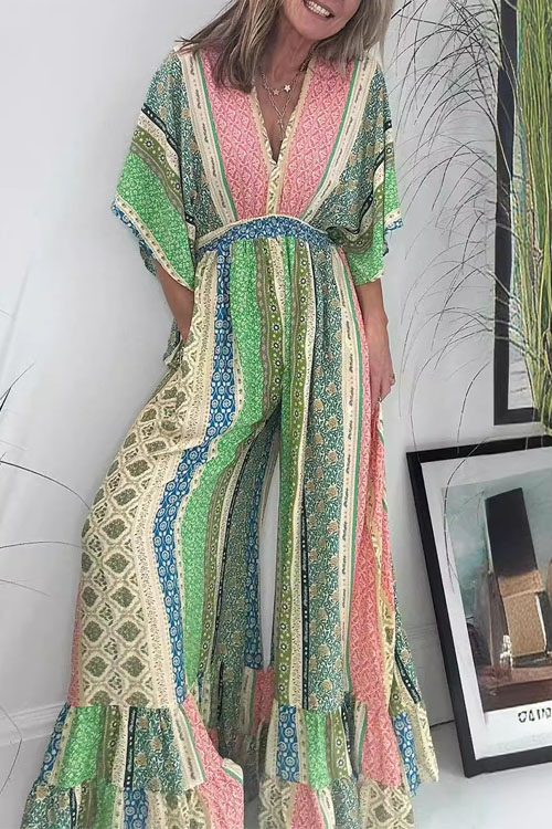 Kathiadress Fashionable Printed Wide-Leg Jumpsuit