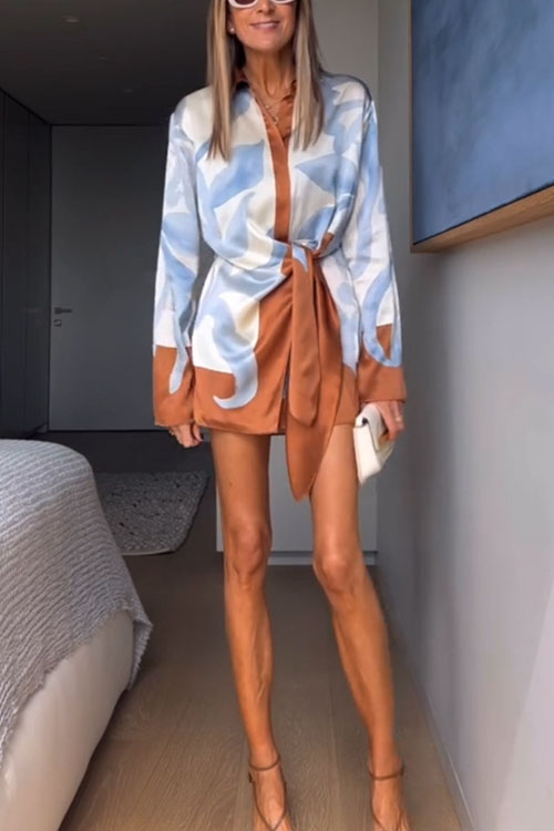 Kathiadress Casual irregular knot shirt dress