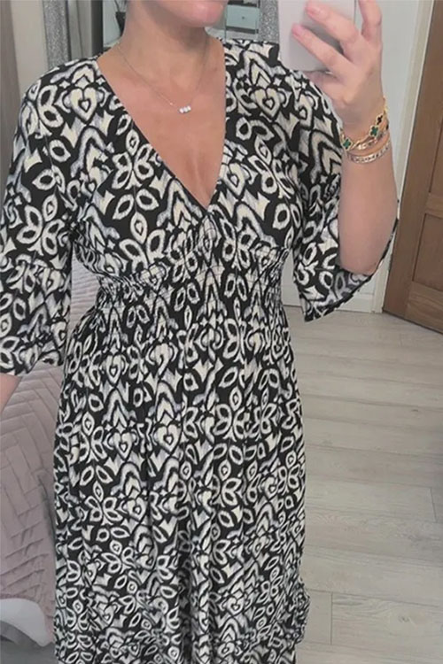 Kathiadress V-Neck Vacation Beach Loose Dress
