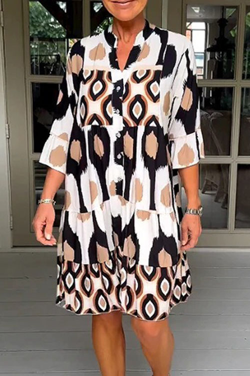 Kathiadress Elegant Loose-Fit Printed Dress