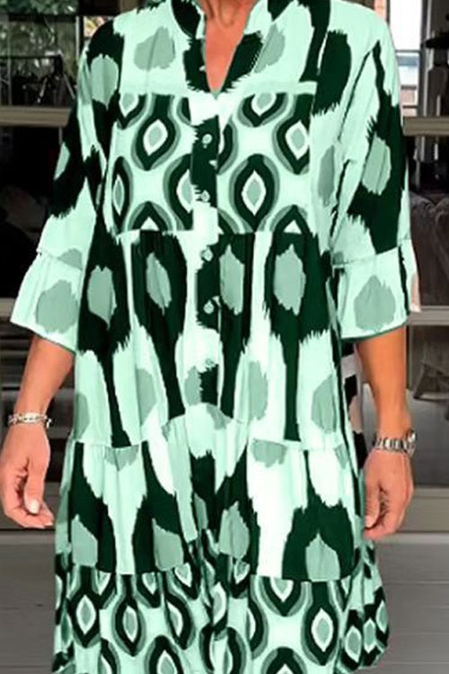 Kathiadress Elegant Loose-Fit Printed Dress