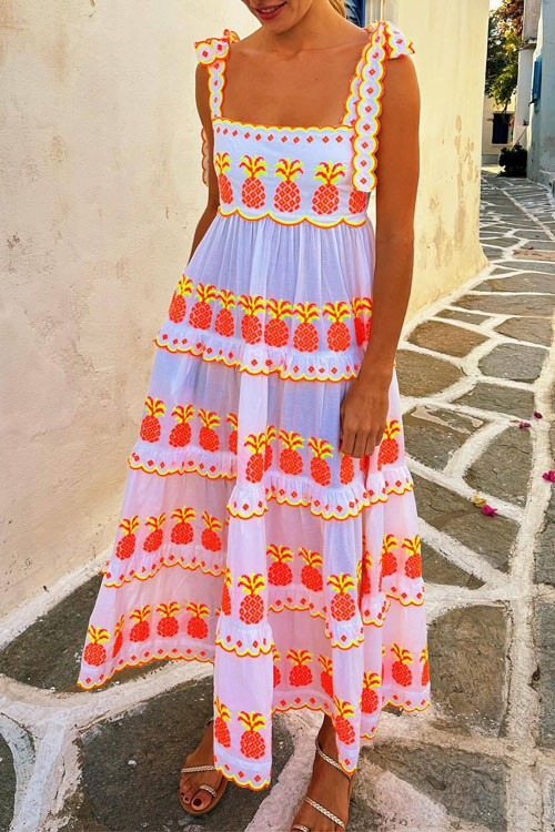 Kathiadress Contrast Cake Lace-Up Print Dress