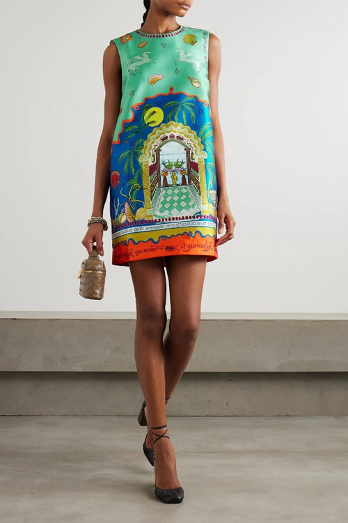 Kathiadress Graffiti Satin Miniskirt Dress