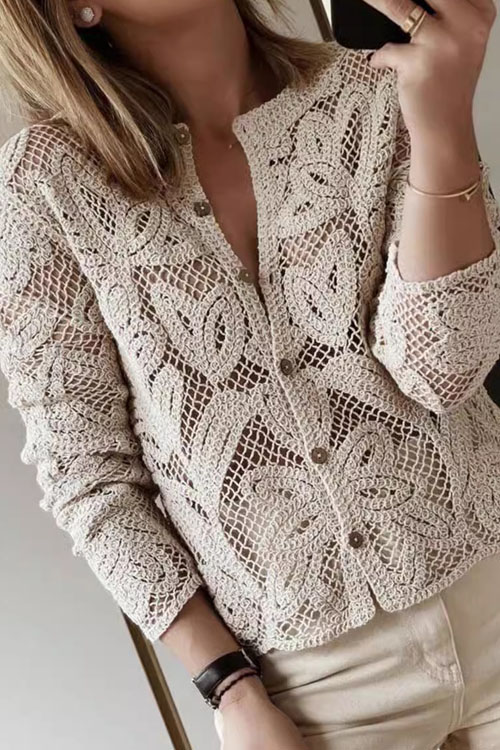  Kathiadress Knitted  hollow top coat button-down shirt