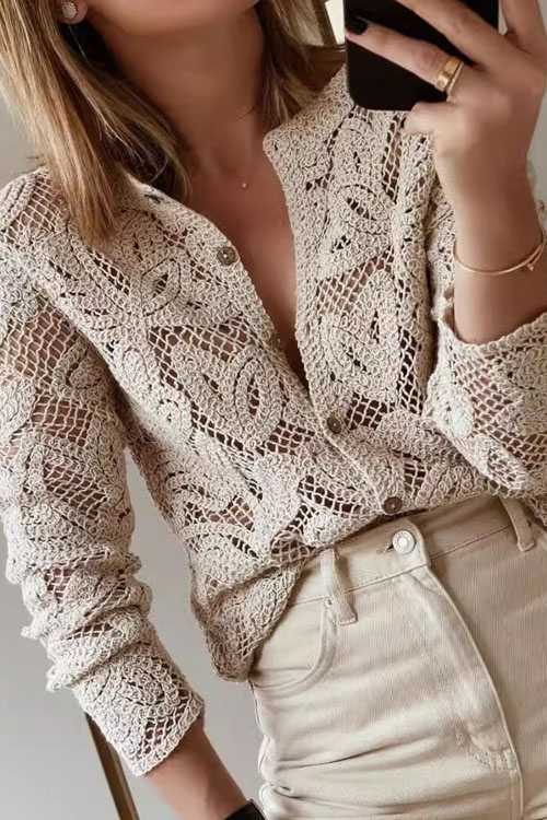  Kathiadress Knitted  hollow top coat button-down shirt