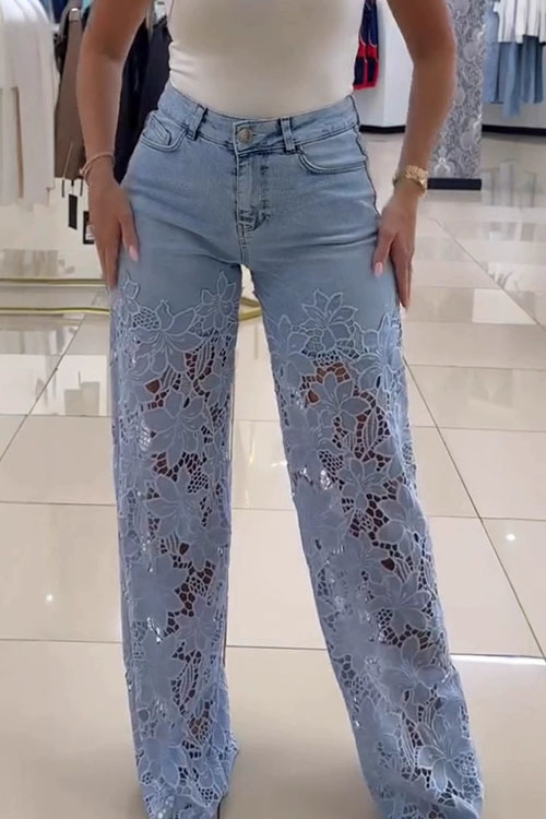 Kathiadress Slimming wide-leg hollow shorts jeans