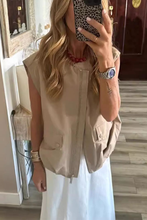 Kathiadress  Loose-fitting pleated sleeveless vest top