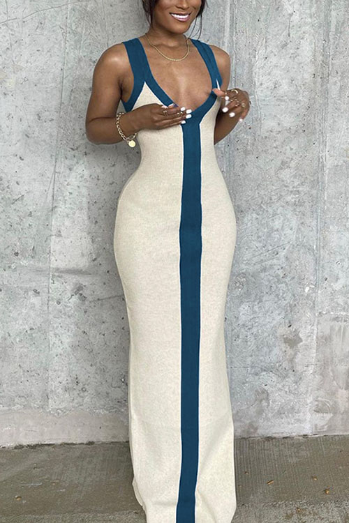 Kathiadress Vacation Style V-neck Wide Strap Slim Fit Dress