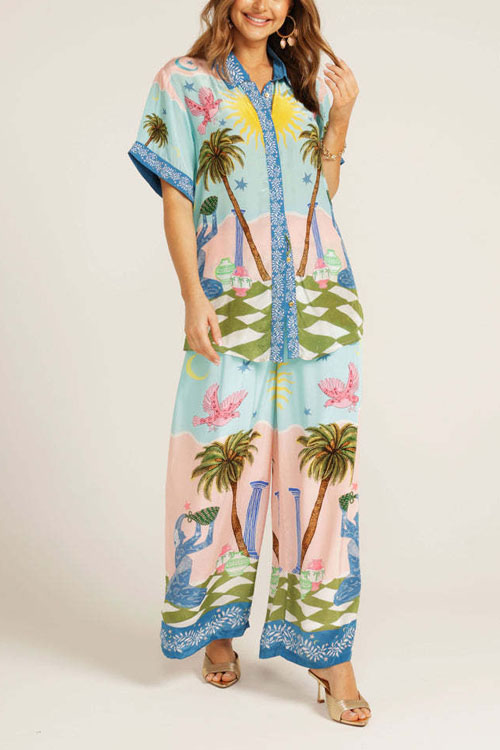 Kathiadress Sunshine Beach Vacation Casual Drawstring Set