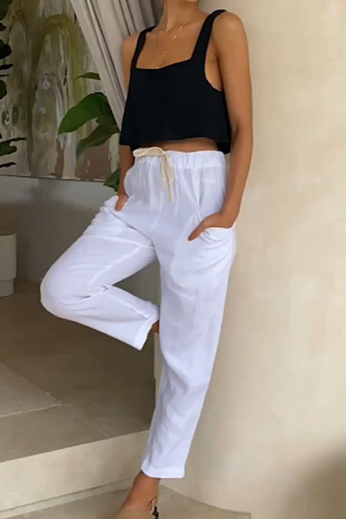 Kathiadress Cute Elastic Waist Loose Casual Pants