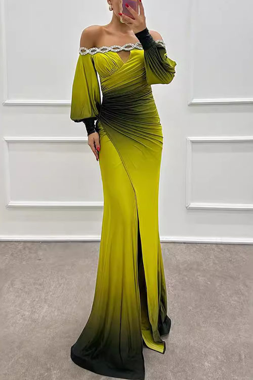 Kathiadress Off-Shoulder Gradient Color Party Dress