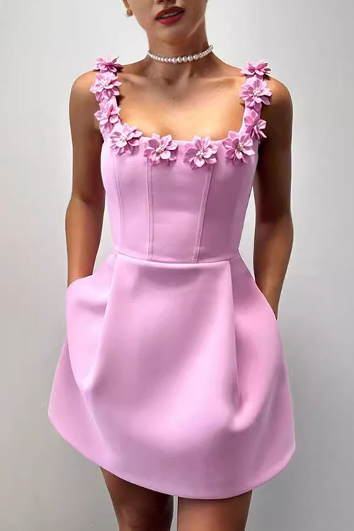 Kathiadress Sleeveless Floral Pocket Dress