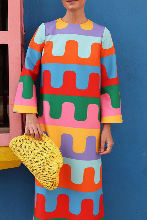 Kathiadress Split-Front Three Quarter Sleeve Dress