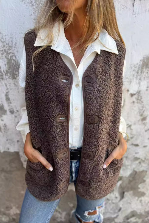 Kathiadress Lamb Fleece and Polar Fleece Vest Jacket