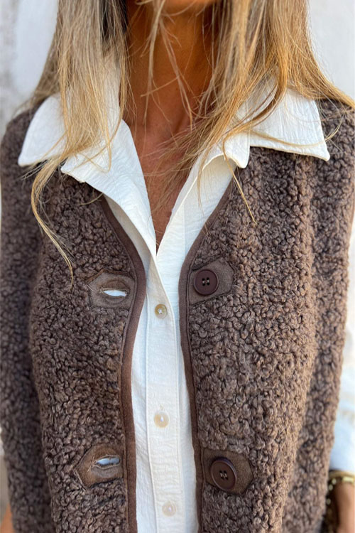 Kathiadress Lamb Fleece and Polar Fleece Vest Jacket