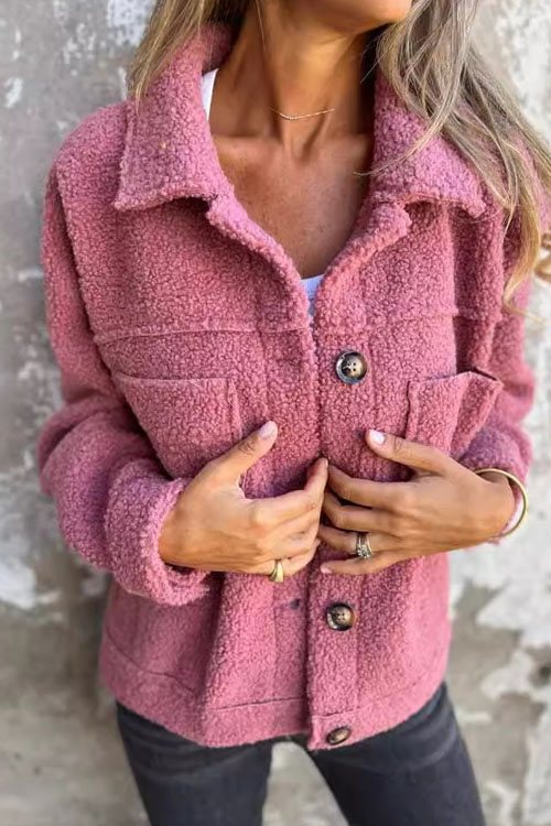 Kathiadress Autumn Winter Lapel Single-Breasted Sherpa Coat