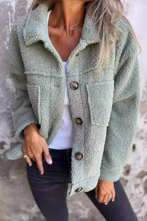Kathiadress Autumn Winter Lapel Single-Breasted Sherpa Coat