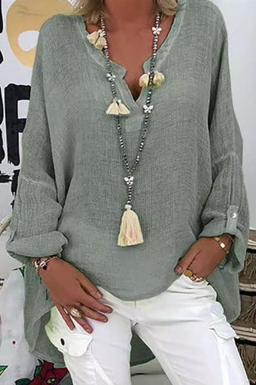 Kathiadress Solid Color Long Sleeve Top