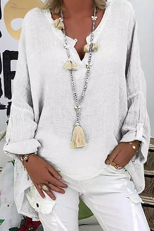 Kathiadress Solid Color Long Sleeve Top
