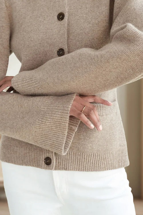 Kathiadress Round Neck Cashmere Knitted Cardigan Sweater Coat