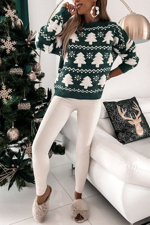 Kathiadress Christmas Half-Turtleneck Christmas Towel Embroidery Sweater 