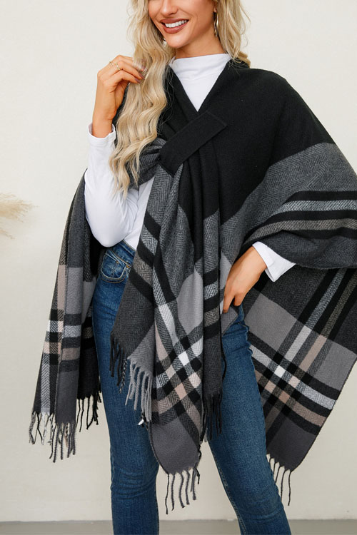 Kathiadress Shawl Scarf Imitation Cashmere Knitted Cape Coat