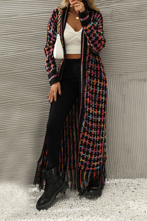 Kathiadress Fringe Long Cardigan Sweater Coat