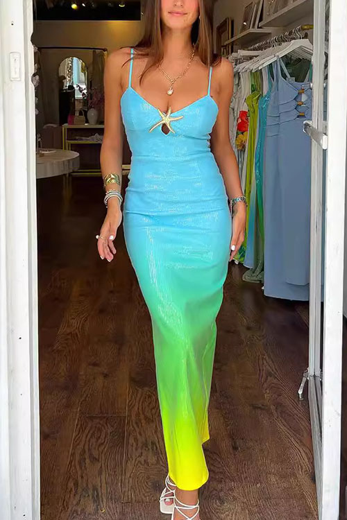 Kathiadress Starfish Sequin Printed Dress