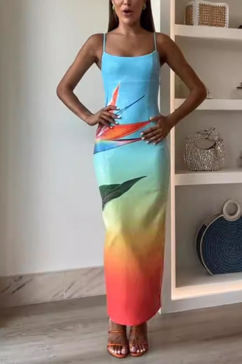 Kathiadress Strelitzia Sequin Printed Dress