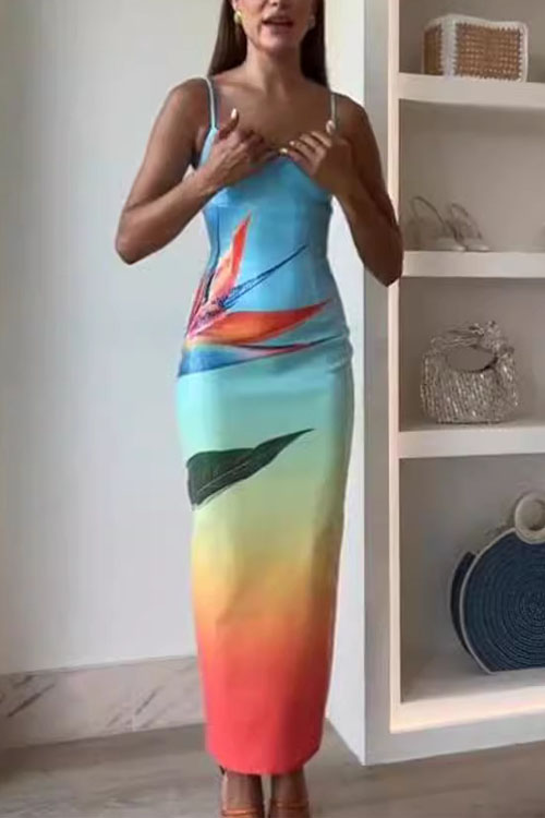 Kathiadress Strelitzia Sequin Printed Dress