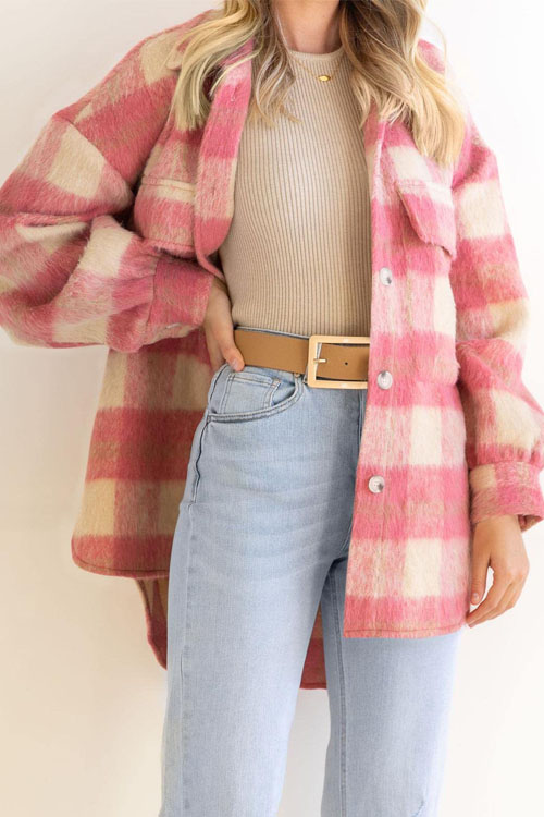 Kathiadress Plaid Mohair Tweed Thick Coat