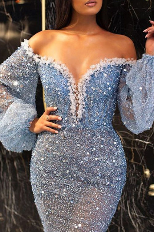 Kathiadress Elegant Gold-Speckled V-Neck Sheer Mermaid Evening Gown