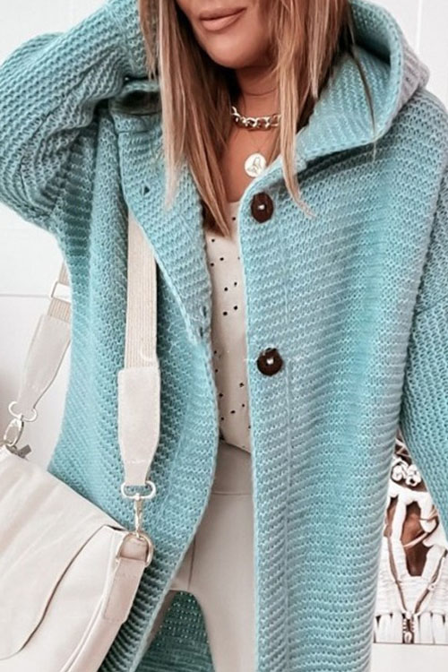 Kathiadress Knit Hoodie Loose Sweater Cardigan