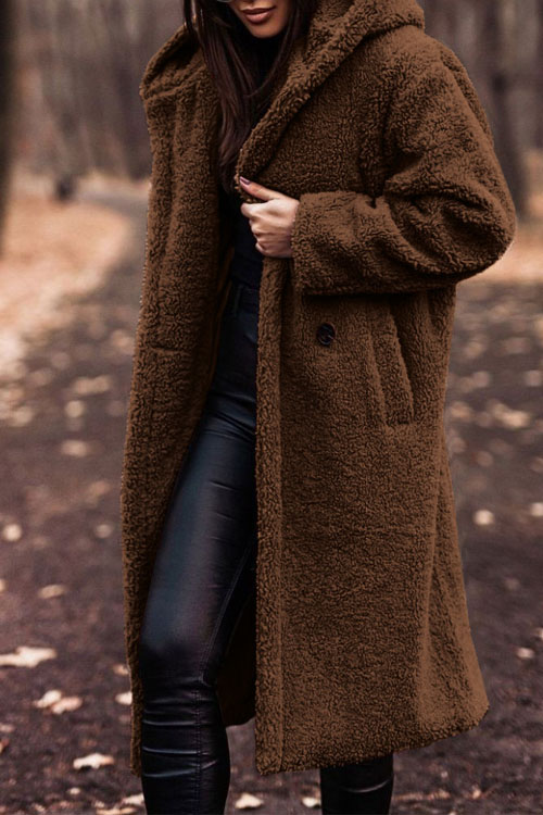 Kathiadress Fashion Long Solid Color Long Sleeves Wool Coat 
