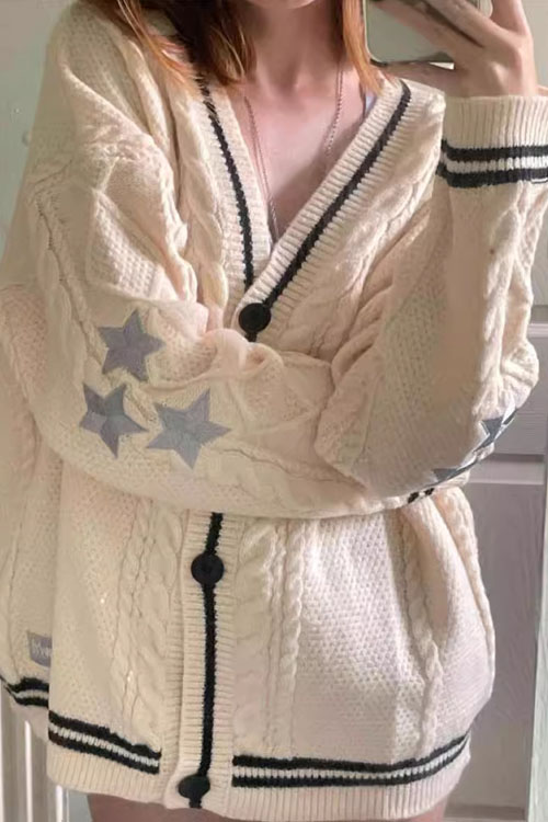 Kathiadress Solid Color Batwing Sleeve Knitted Sweater Cardigan