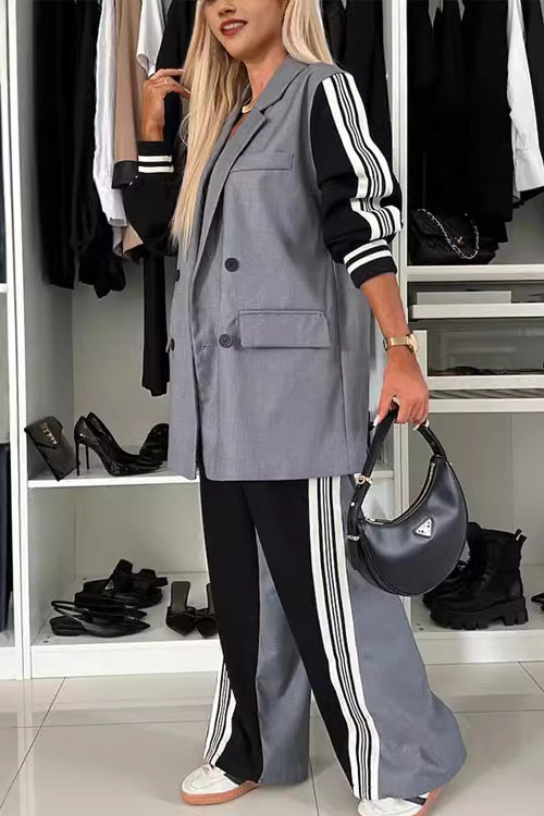 Kathiadress Patchwork Double-Breasted Blazer Suit