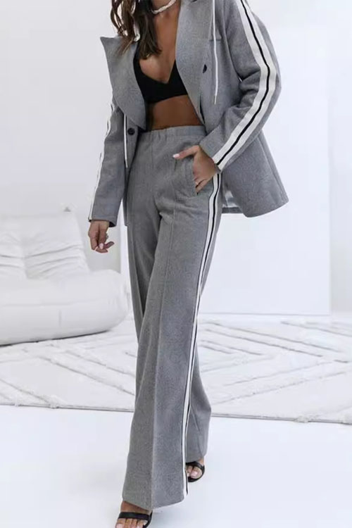 Kathiadress Double-Breasted Pocket Blazer Suit