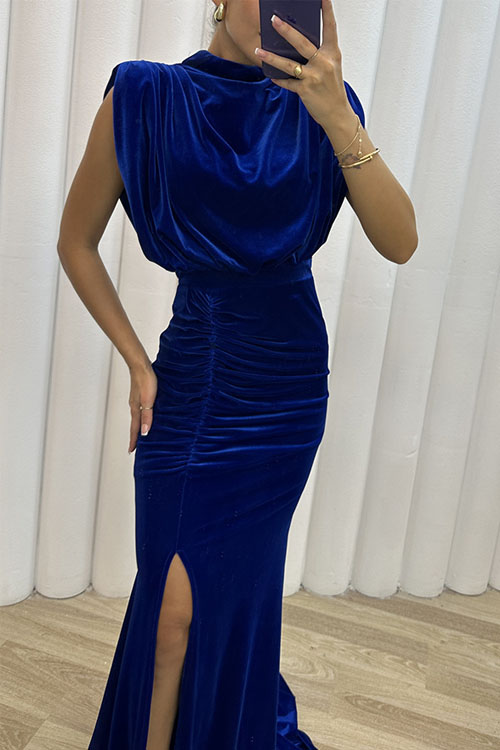 Kathiadress Korean Velvet Elegant Long Dress