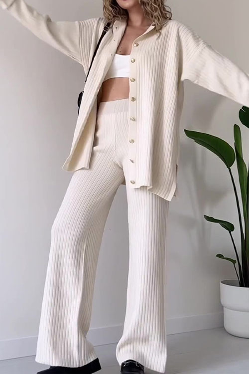 Kathiadress Button Fashion Casual Home Two-piece Suit