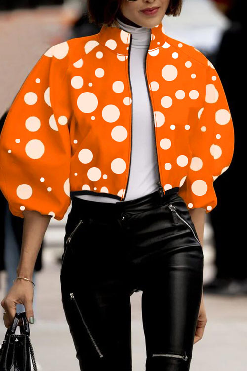 Kathiadress Fashion Polka Dot Print Cropped Top Jacket