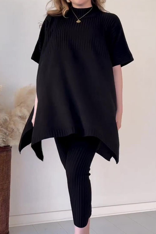 Kathiadress Oversized Bat Sleeve Knitted Casual Two-piece Set