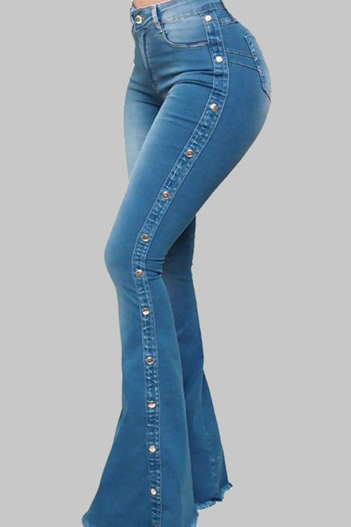 Kathiadress High-Waisted Stretch Floor-Length Flare Jeans