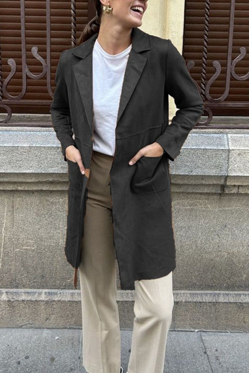 Kathiadress Blazer Collar Casual Elegant Trench Coat