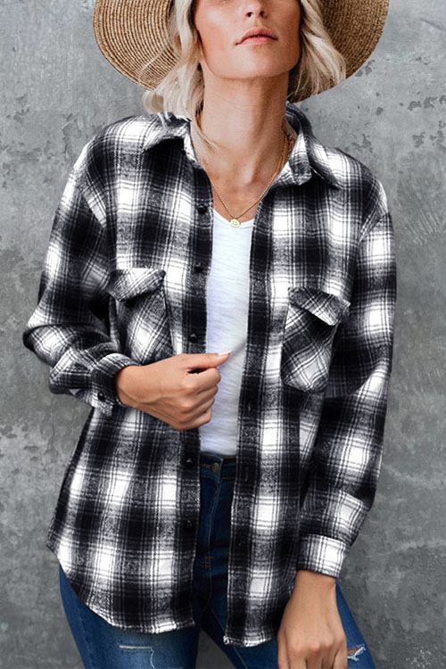 Kathiadress Plaid Loose Lapel Cardigan Shirt