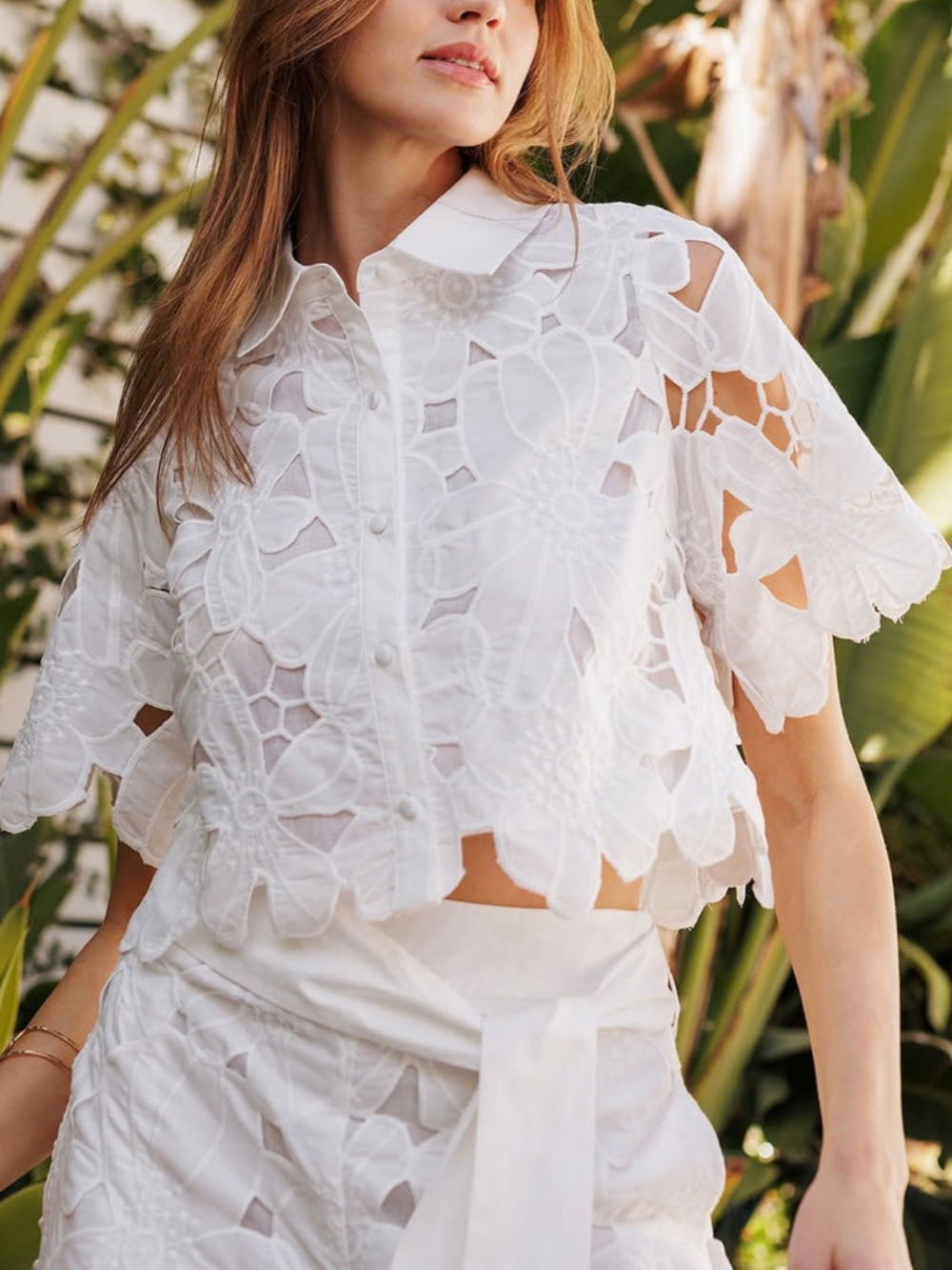 Kathiadress  Hollow-out top + wide-leg pants two-piece set